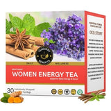 Teacurry Women Energy Green Tea with Peppermint, Ashwagandha & Shatavari - Energising Blend for Alertness & Everyday Vitality - Pyramid Tea Bags