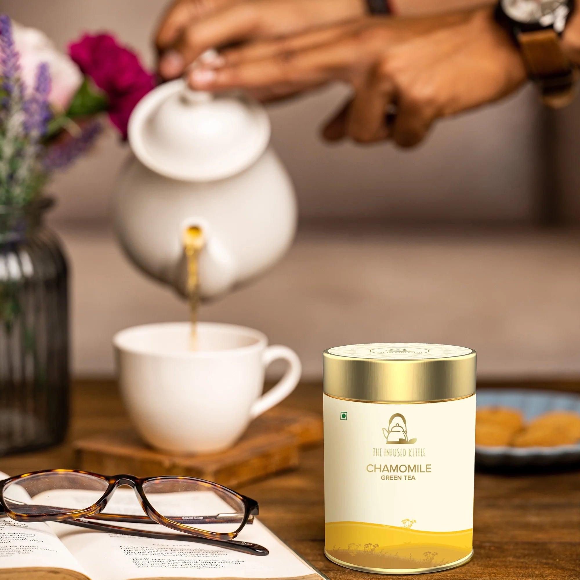 The Infused Kettle Chamomile Flowers Darjeeling Green Tea