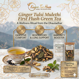 Kangra Tea House TriniTEA 100% Organic Handcrafted Premium Ginger Tulsi Mulethi First Flush Green Tea-Revitalising Support for Pain Relief, Inflammation and Ageless Wellness