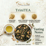 Kangra Tea House TriniTEA 100% Organic Handcrafted Premium Ginger Tulsi Mulethi First Flush Green Tea-Revitalising Support for Pain Relief, Inflammation and Ageless Wellness