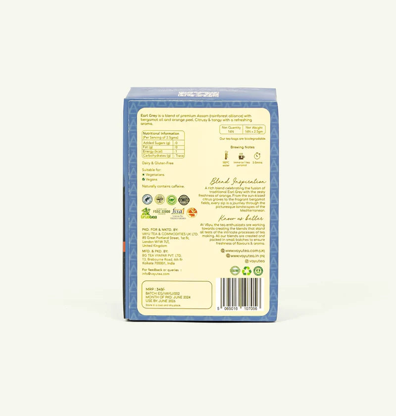 Vayu Earl Grey Tea - A Classic Black Tea