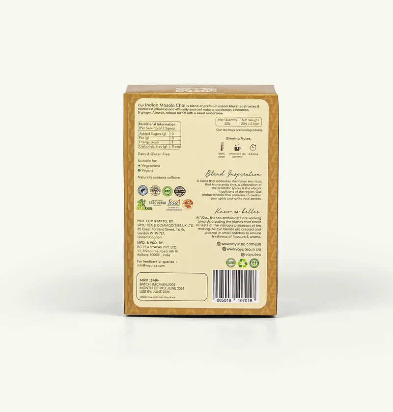 Vayu Tea Indian Masala Chai Box