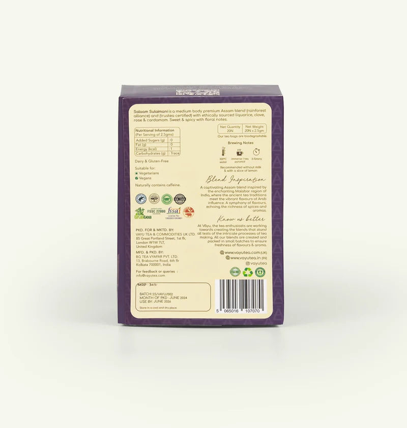 Vayu Tea Salaam Suleimani Tea Pack