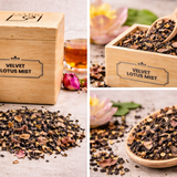 Dabri Velvet Lotus Mist Black Tea – Luxurious Symphony of Lotus, Peppermint and Vanilla in Wooden Box
