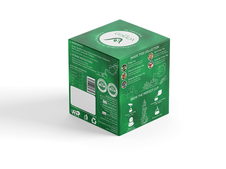 VoyaGo Five Flavours Wellness Tea Box with Lavender, Chamomile, Butterfly Pea, Mint & Classic Green Tea Bags