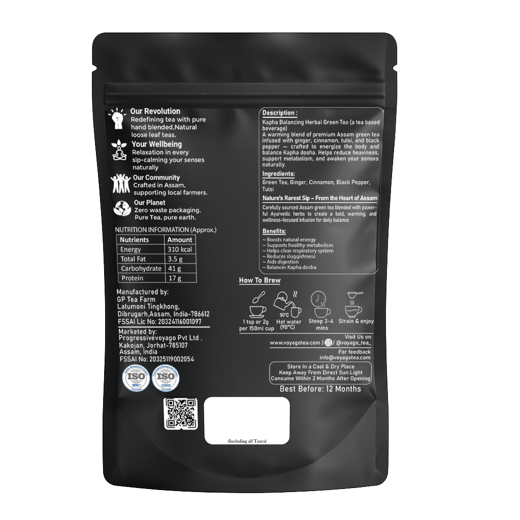 VoyaGo Kapha Balancing Artisanal and Handcrafted Tea Pack