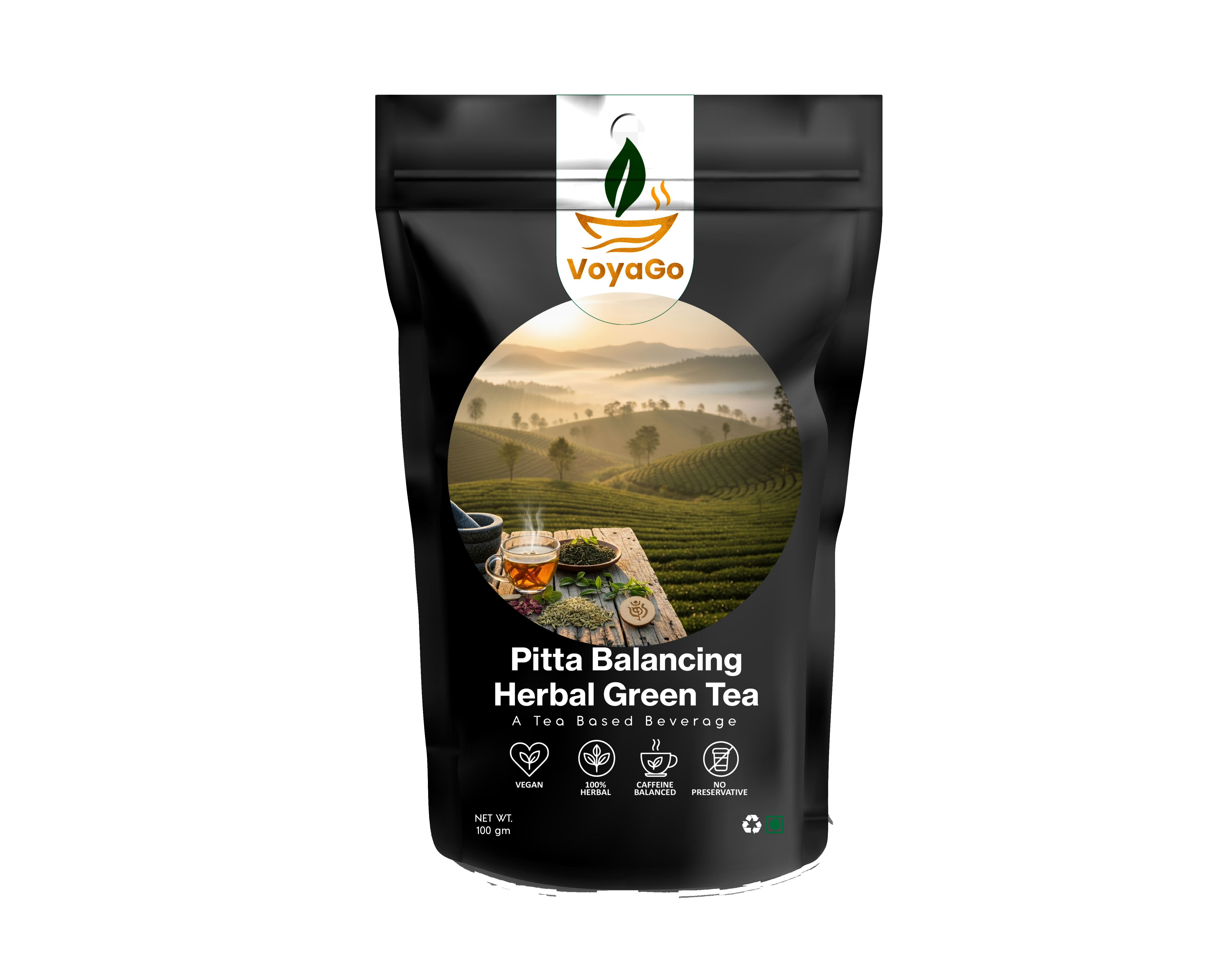 VoyaGo Pitta Balancing Herbal Green Tea Pack