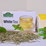 Chamraj White Tea Box with Tea Leaves and Mint Leaves