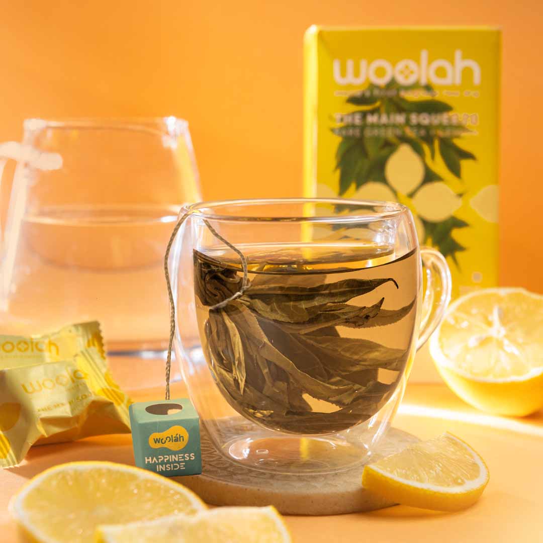 Woolah Organic Assam Green Tea with Lemon Bagless Dips