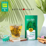 Woolah Organic Rare Assam Green Tea with Arjuna and Cinnamon for a Happy Heart- World's First Patented Bagless Dips - Crafted by 200+ Women from Rural Assam