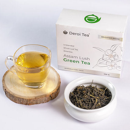 Assam Lush Green Tea Leaves Pack by Deroi Tea