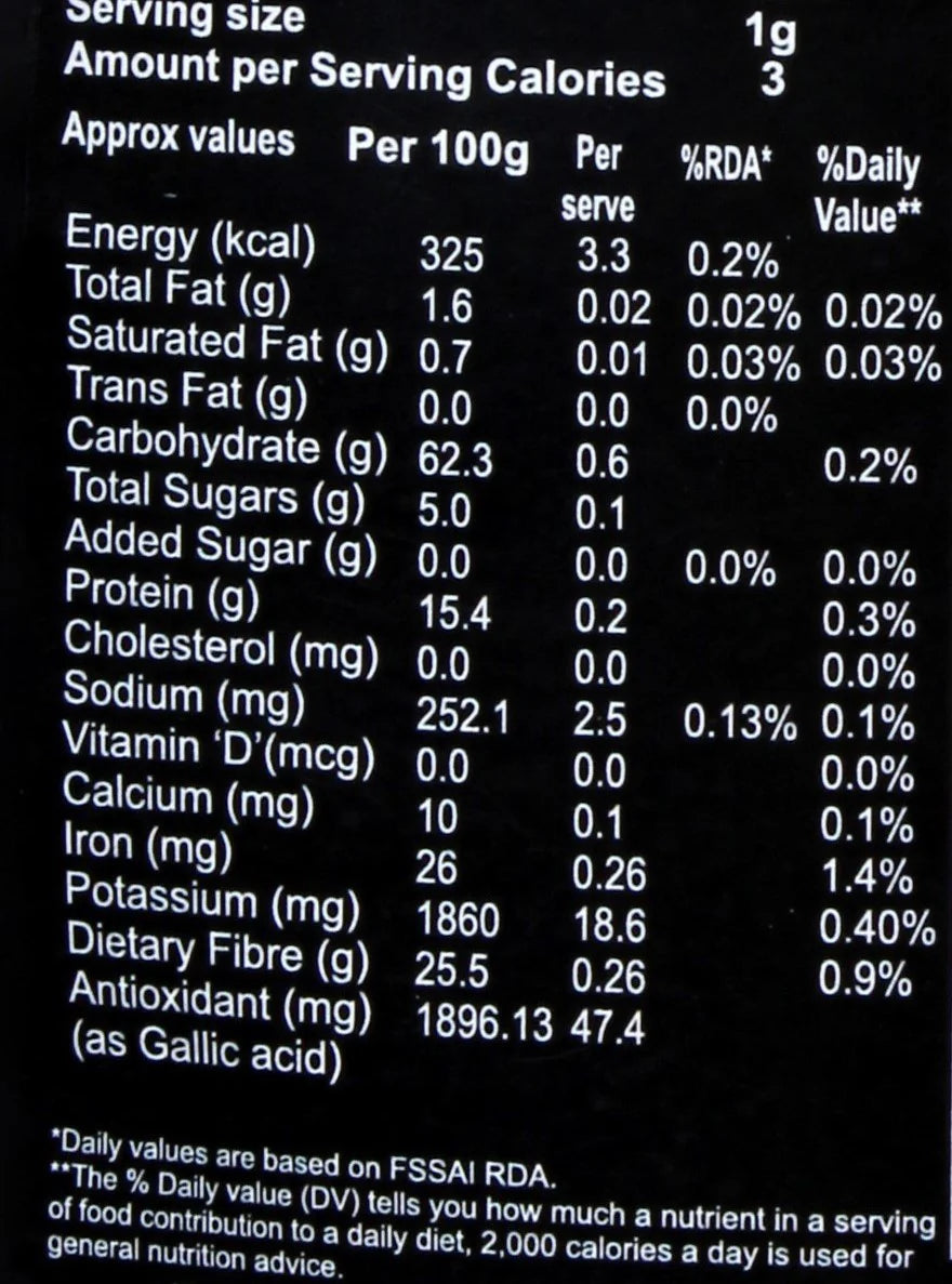 Nutritional Information Label for Barnaa Shankh Mile Tea