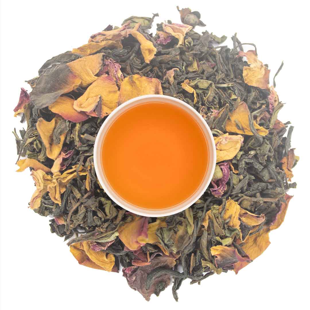 Rose Black Tea with Dry Tea Leaves