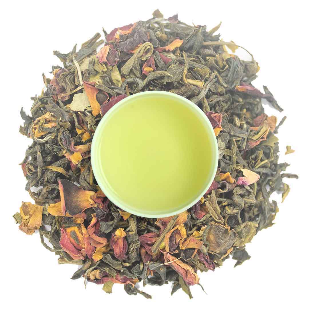 Rose Green Tea with Dry Leaves